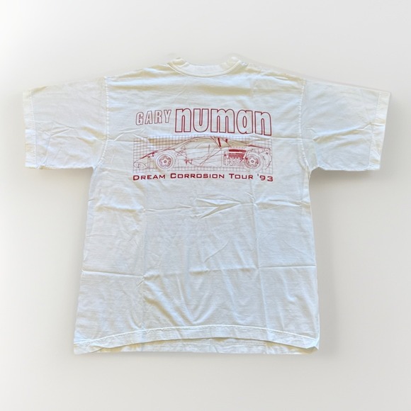 Vintage Gary Numan Shirt Mens L‎ Dream Corrosion UK Tour 93 White New Wave